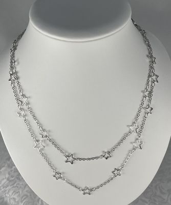 Dainty Star Layer Necklace - Silver