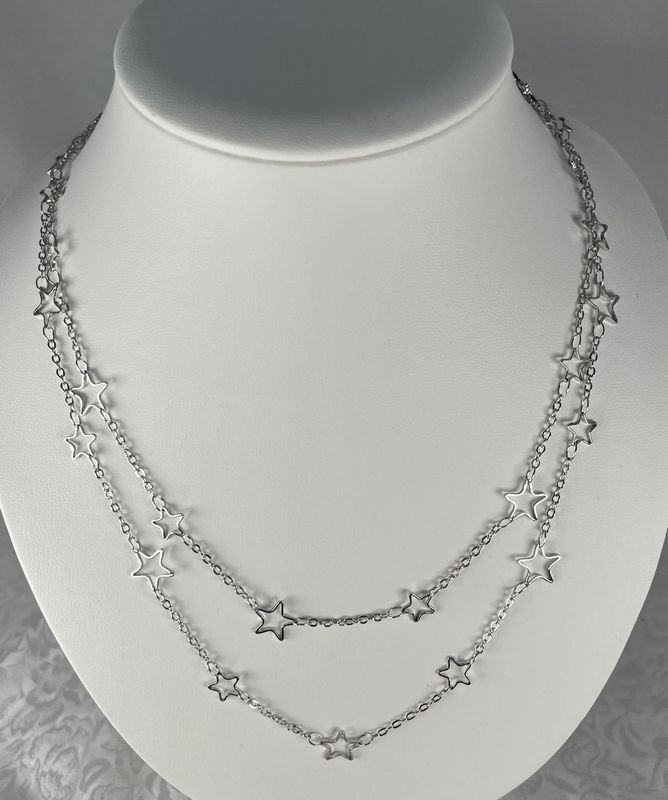 Dainty Star Layer Necklace - Silver