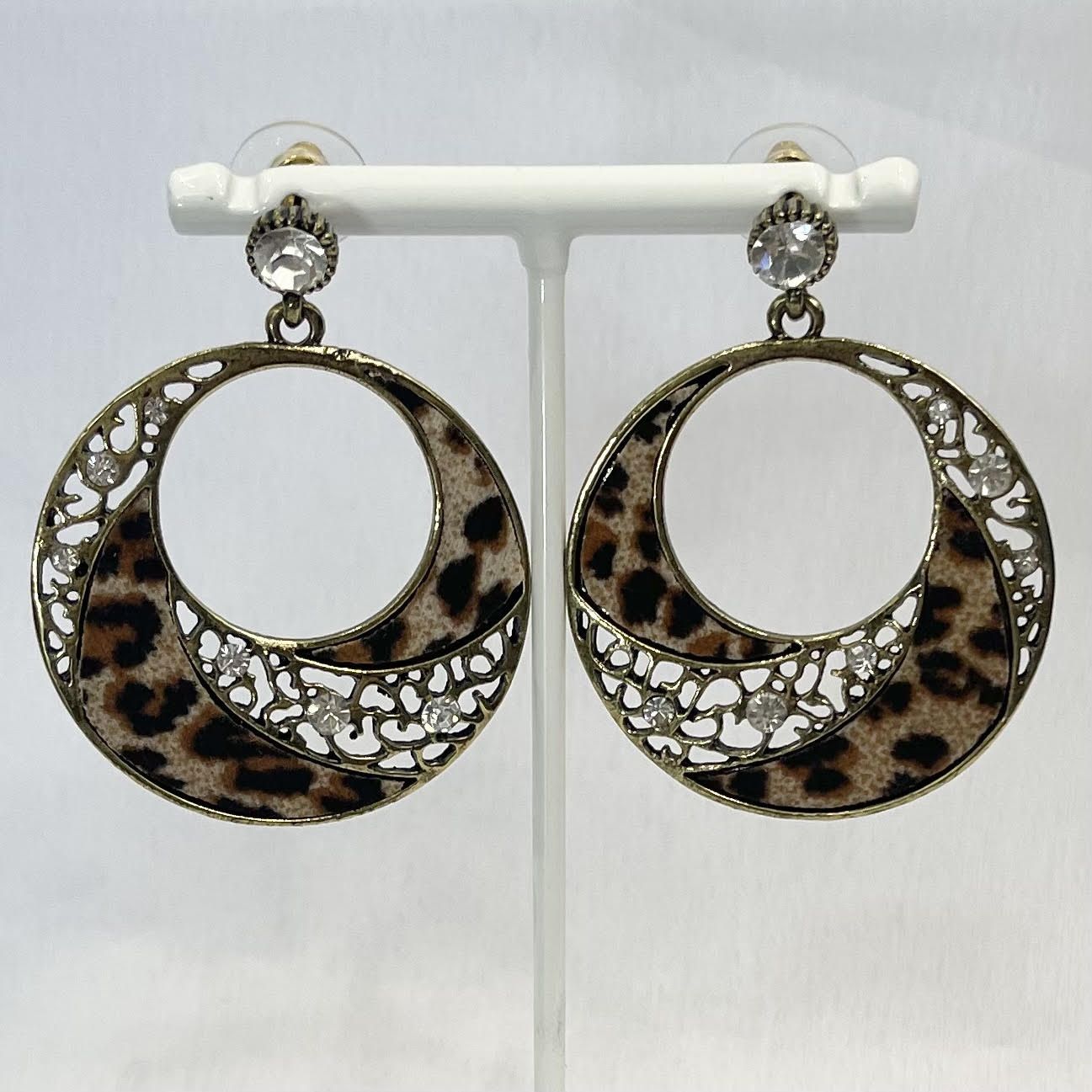 Cheetah Swirl Circle Earrings