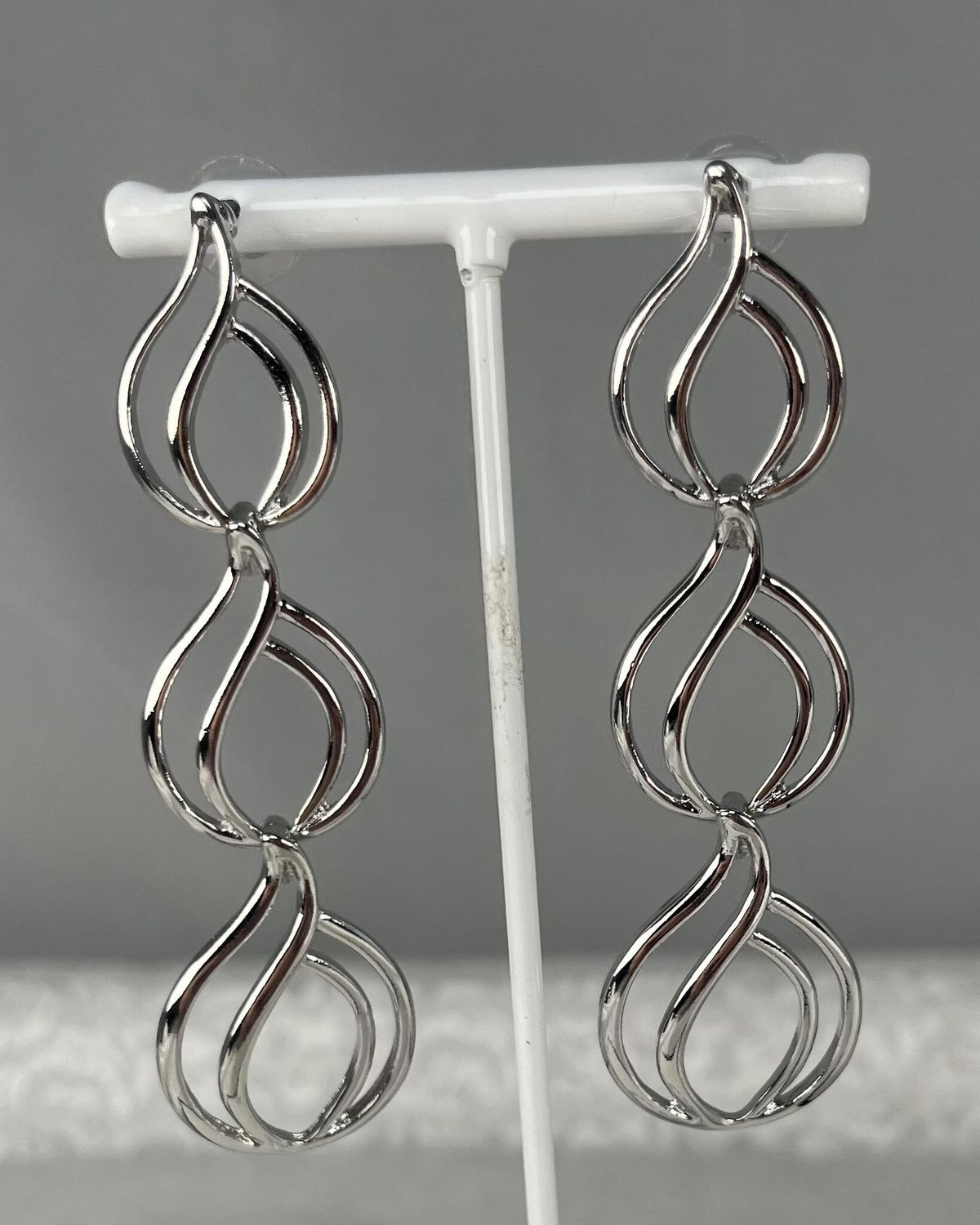 Silver long dangle earrings