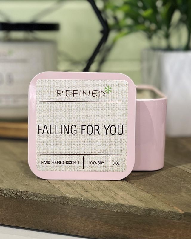 Falling For You Candle 8 oz Pink Tin