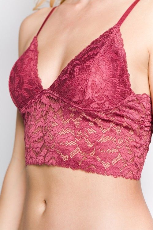 Lace all-in-one Bra and Cami - Raspberry