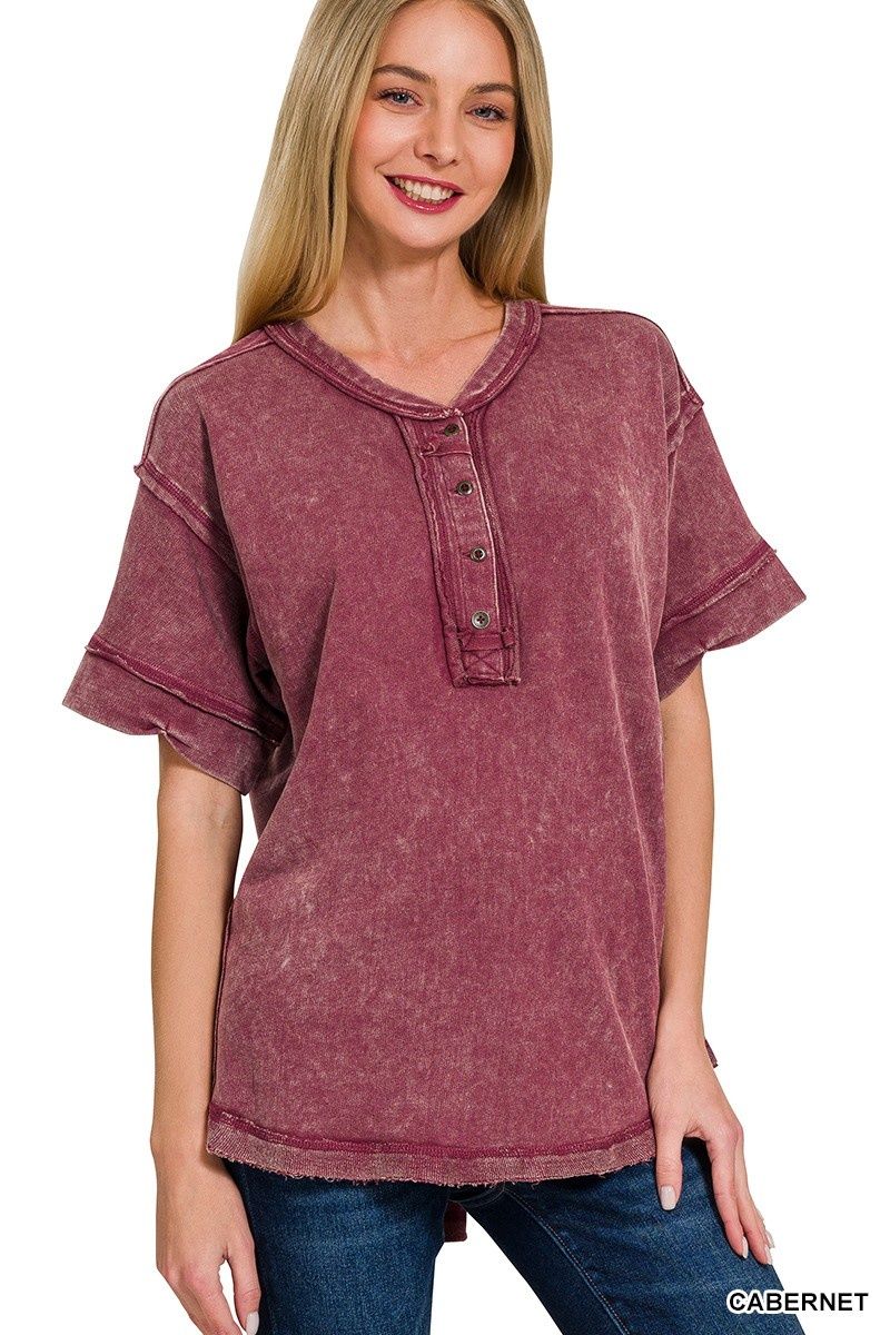 Sara Raw Edge Top - Cabernet