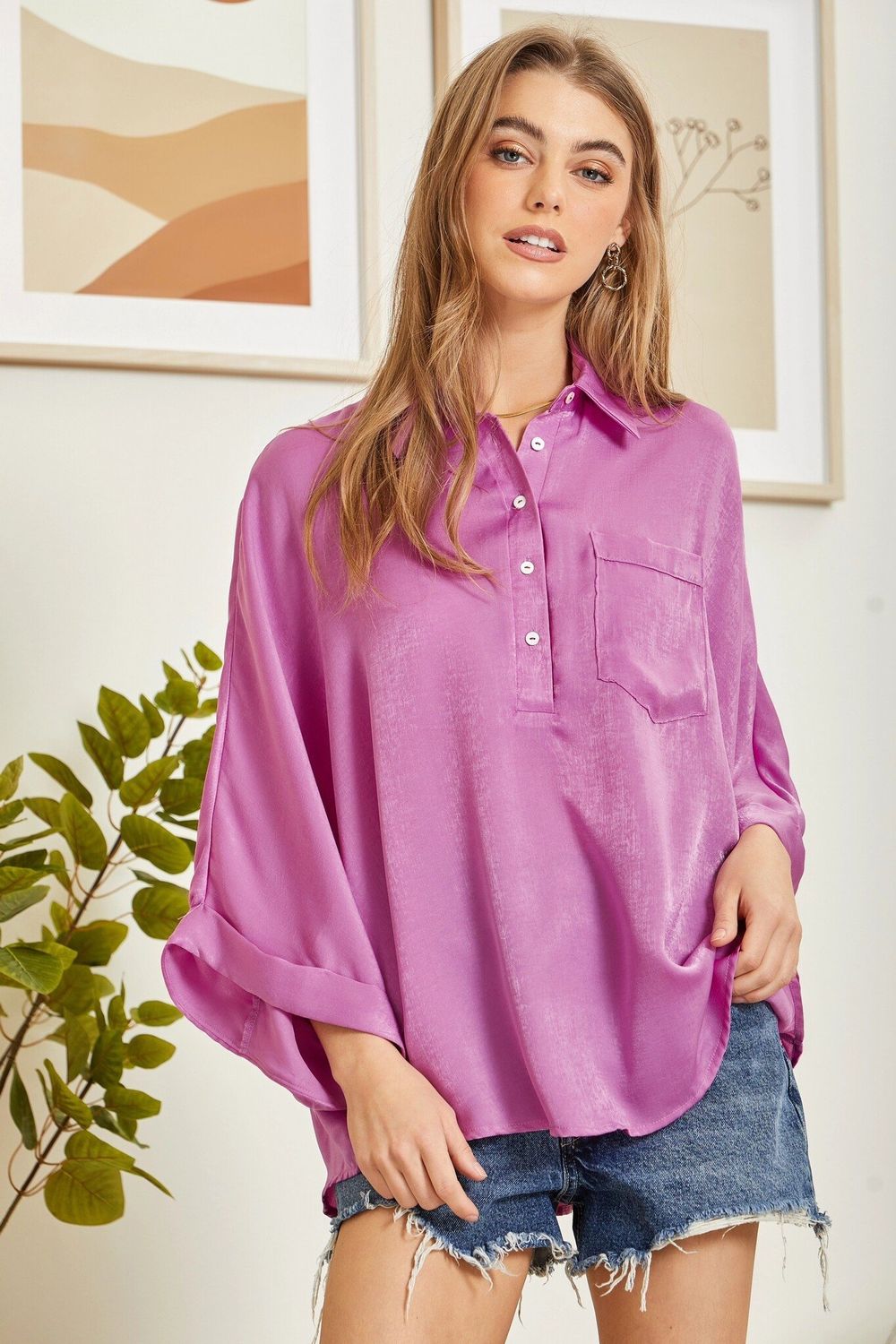 Jasmine Tunic Blouse - Spring Orchid