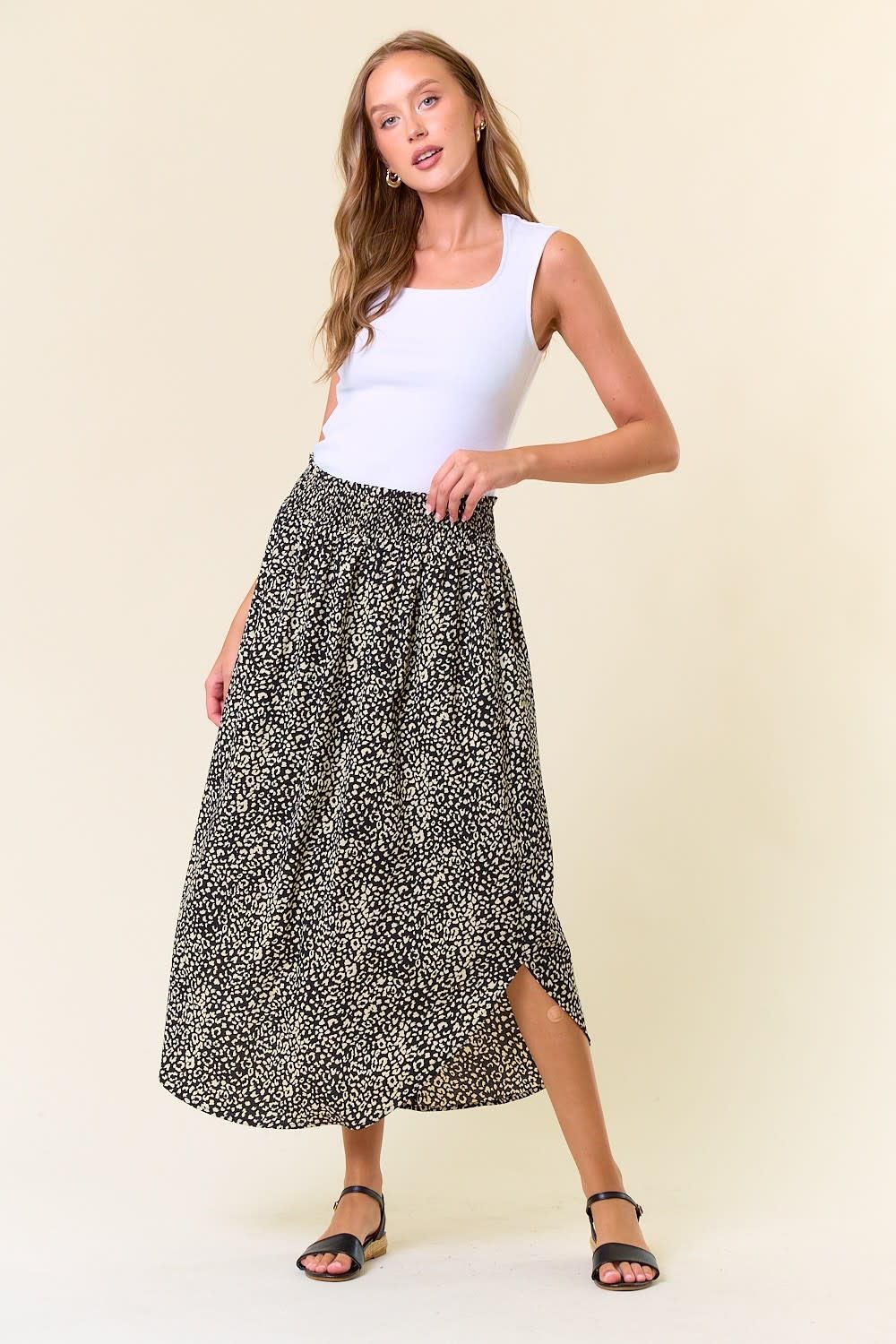 Riley Smocked Skirt - Black