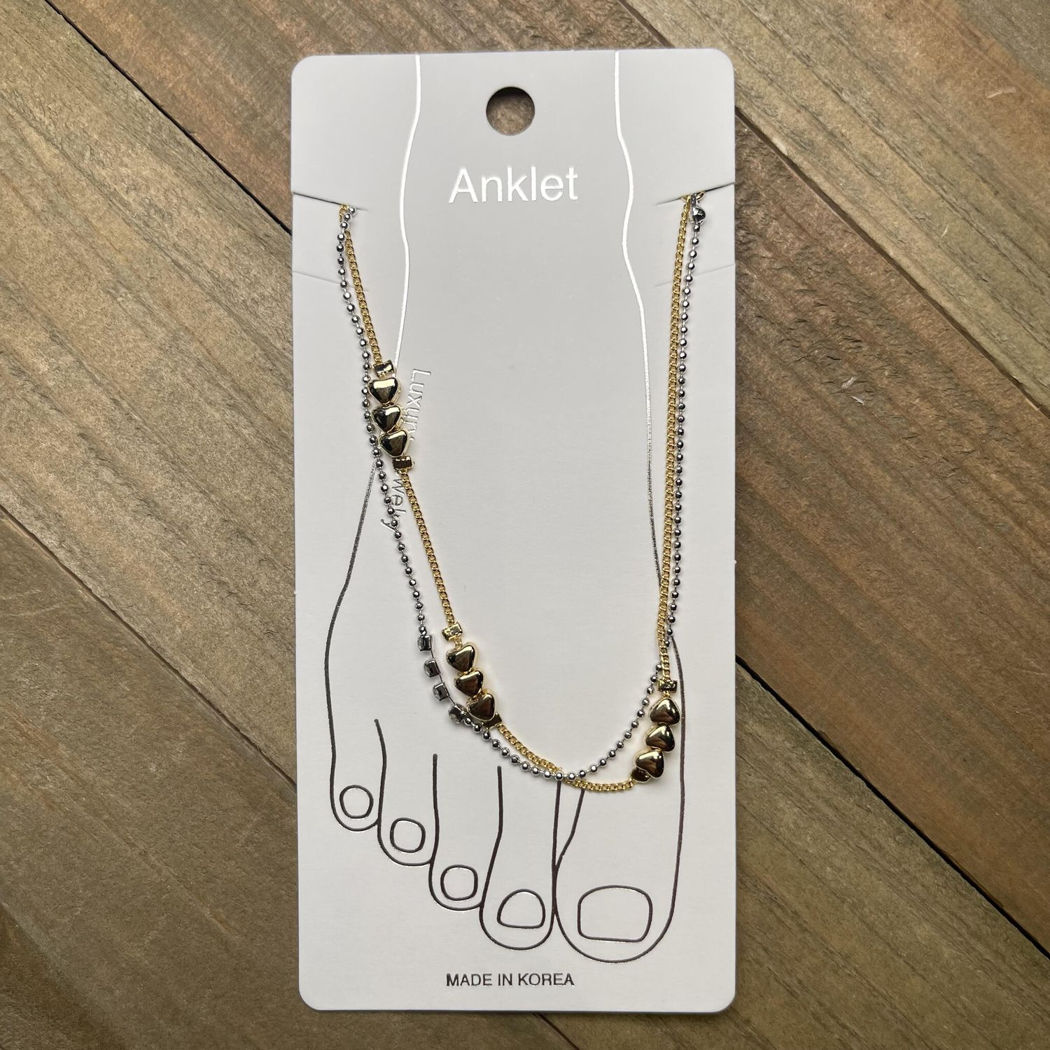 Gold Heart with Rhinestone Anklet