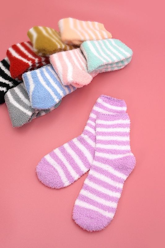 Fleece Stripe Fuzzy Socks