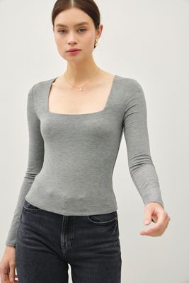 Luna Square Neck Long Sleeve - H. Charcoal