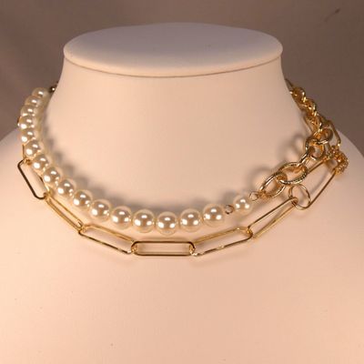 Gold Paperclip with Pearl Beads