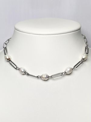 Silver Paperclip &amp; Pearl Choker