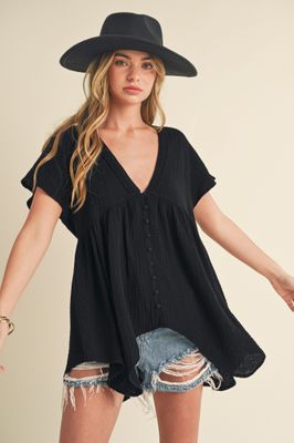 Paige Button Down Blouse - Black