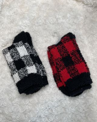 Fuzzy Plaid Socks