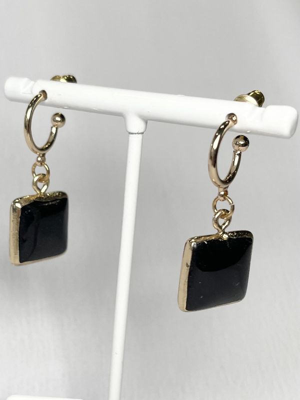 Black Square Earrings
