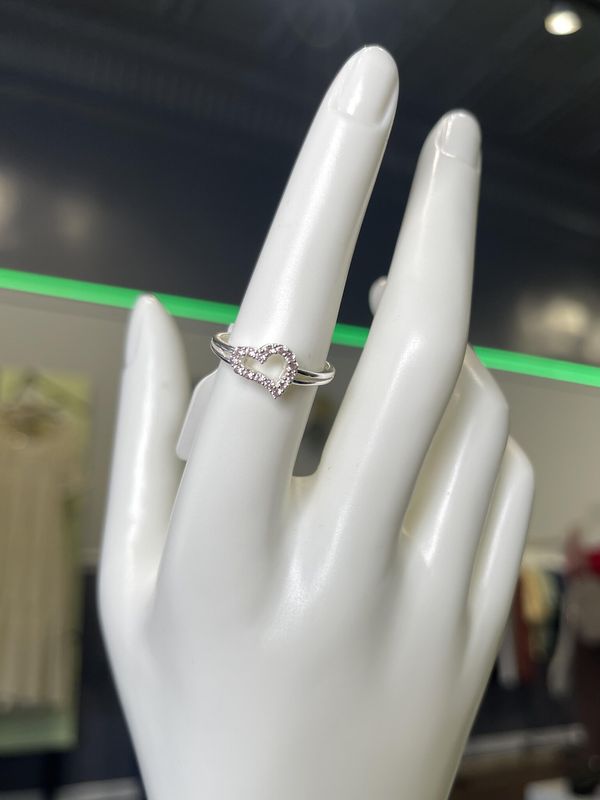 Silver Pink CZ Heart Ring