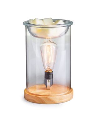 Glass &amp; Wood Vintage Wax Warmer