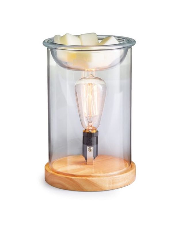 Glass &amp; Wood Vintage Wax Warmer