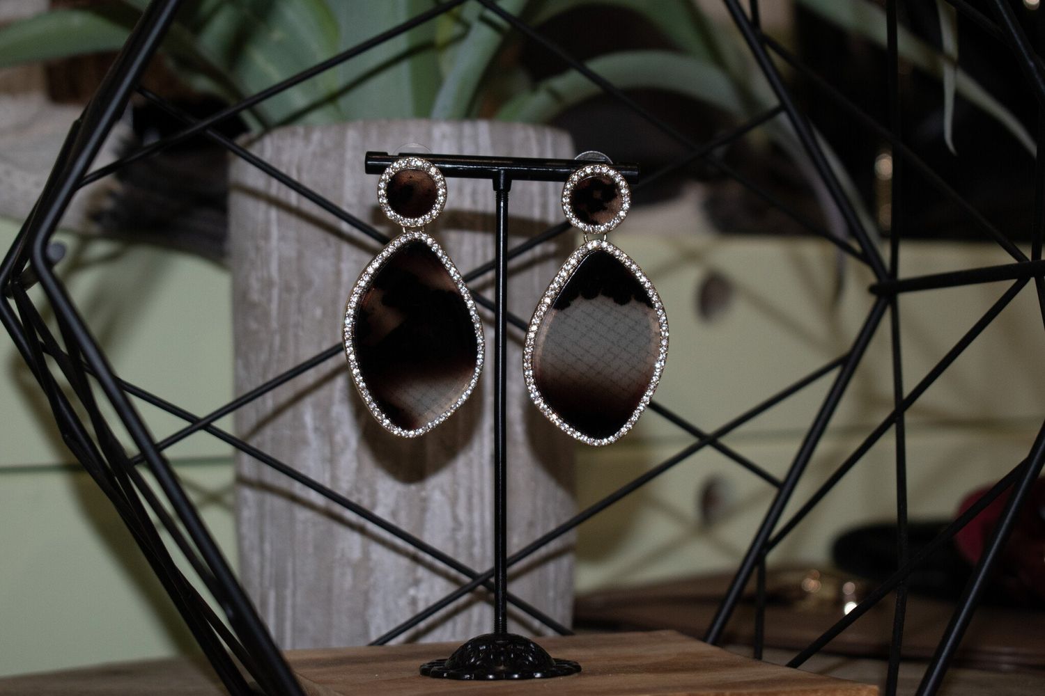 Snakeskin Teardrop Rhinestone Earrings