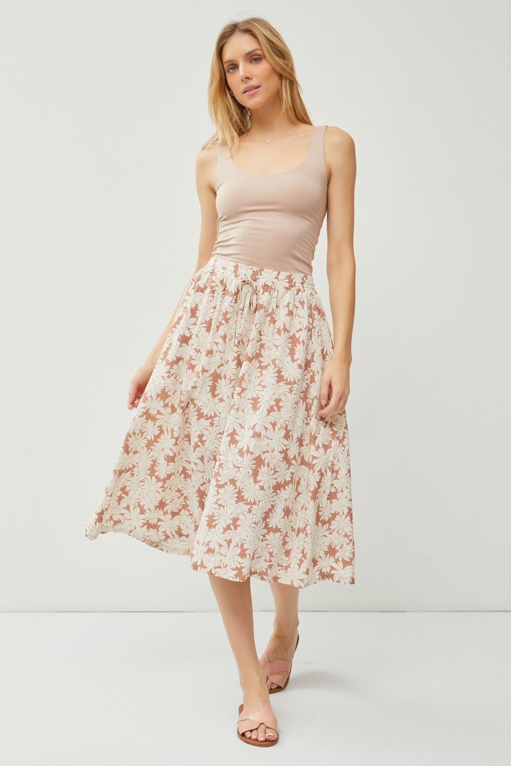 Dani A-Line Flare Midi Skirt