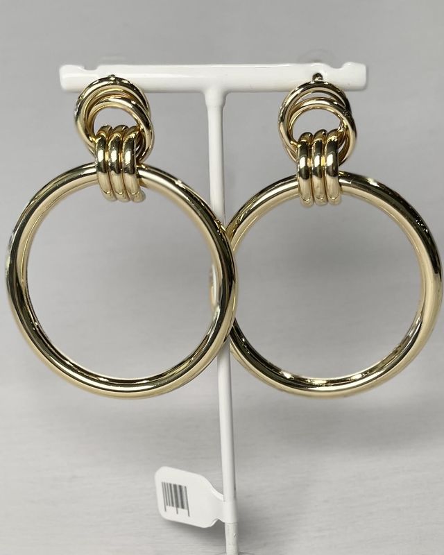 Large Gold Circle Drop Earrings