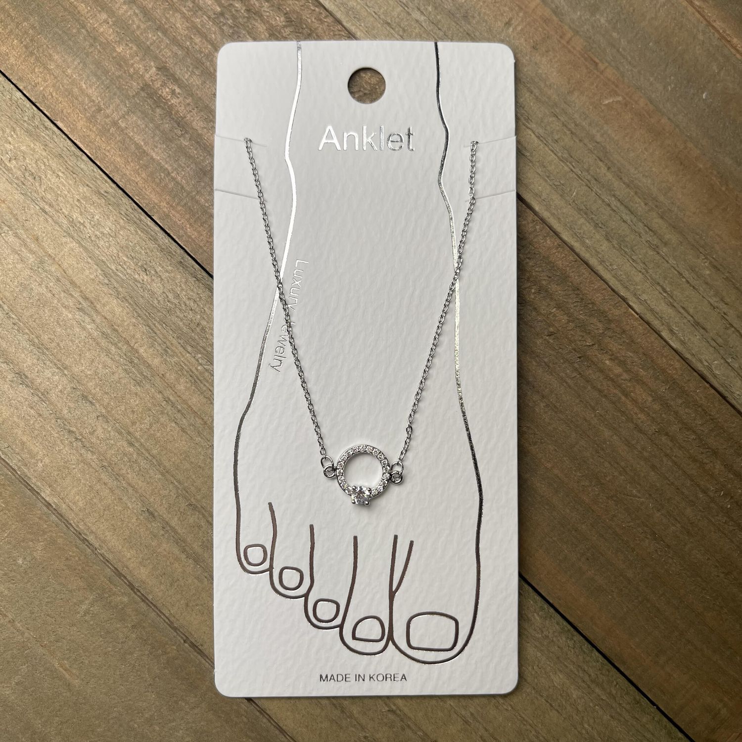 Silver Ring with Rhinestones Anklet