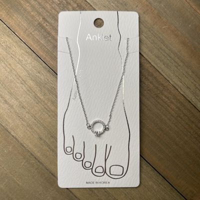Silver Ring with Rhinestones Anklet