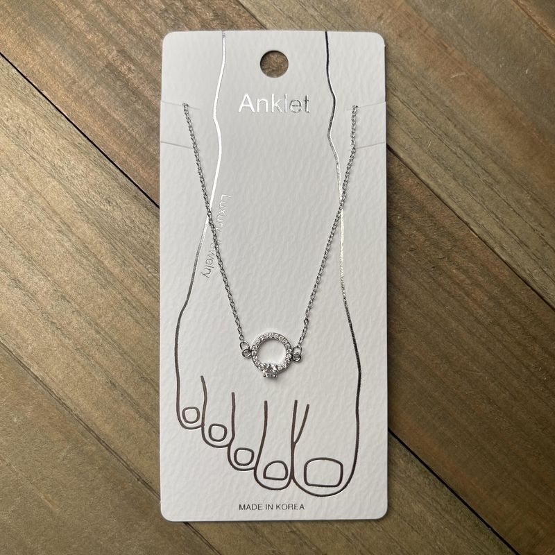 Silver Ring with Rhinestones Anklet