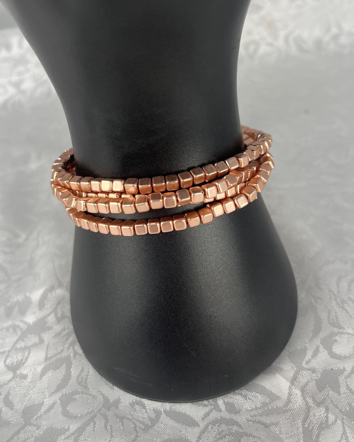 Pink Square Bead Bracelet