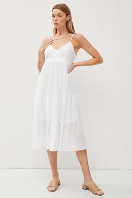 Ronika Tiered Midi Dress - White