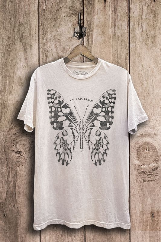 Mineral Wash Butterfly Tee -  White