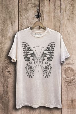 Mineral Wash Butterfly Tee -  White