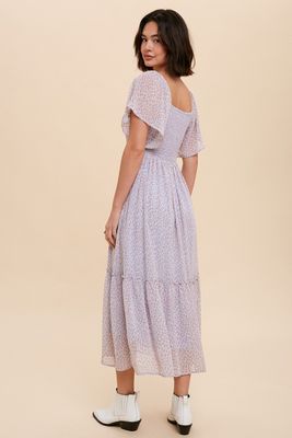 Sweetheart Midi Dress - Blue Floral