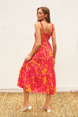 Amira Midi Dress - Sunset Fuschia 