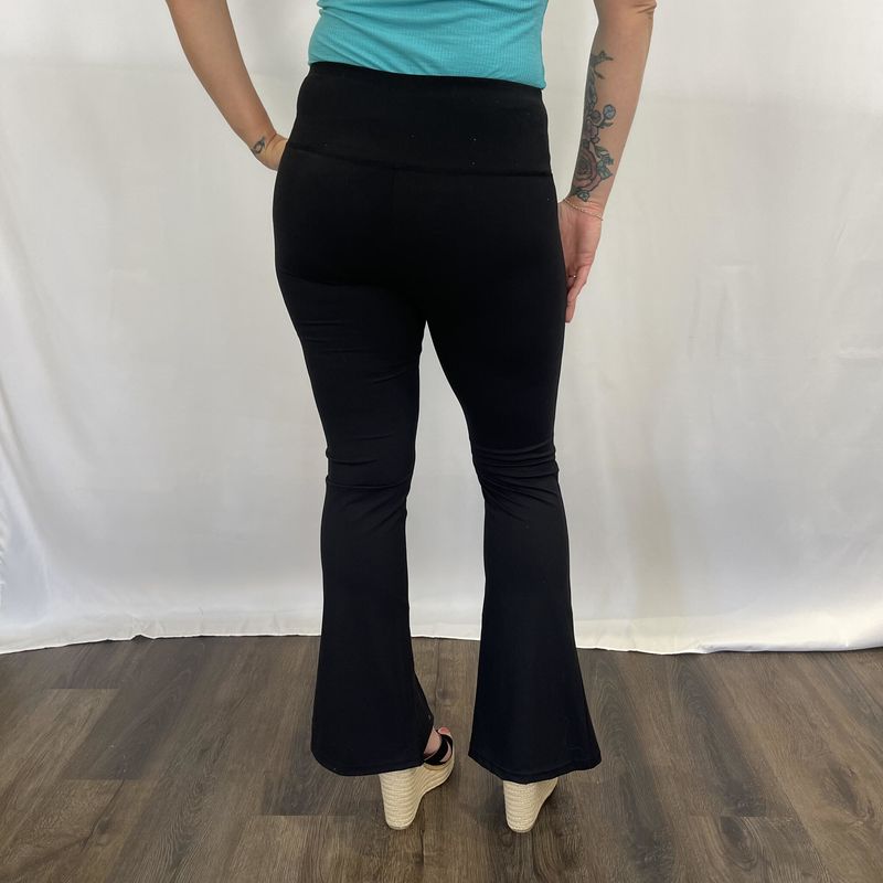 Victoria High Waist Flare Front Slit Leggings - Black 