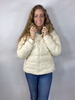 Puff Jacket with Faux Hood - Cream