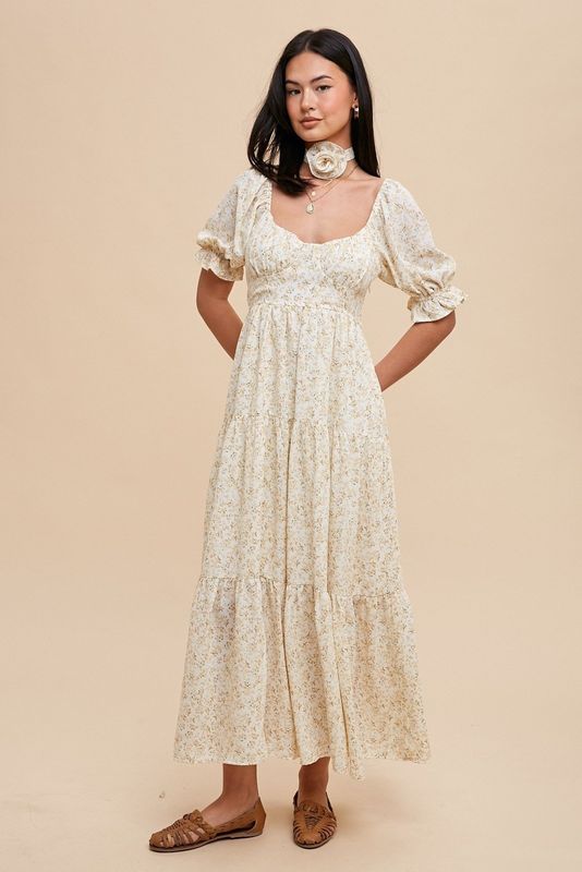 Rosie Floral Maxi Dress - Daffodil Creme