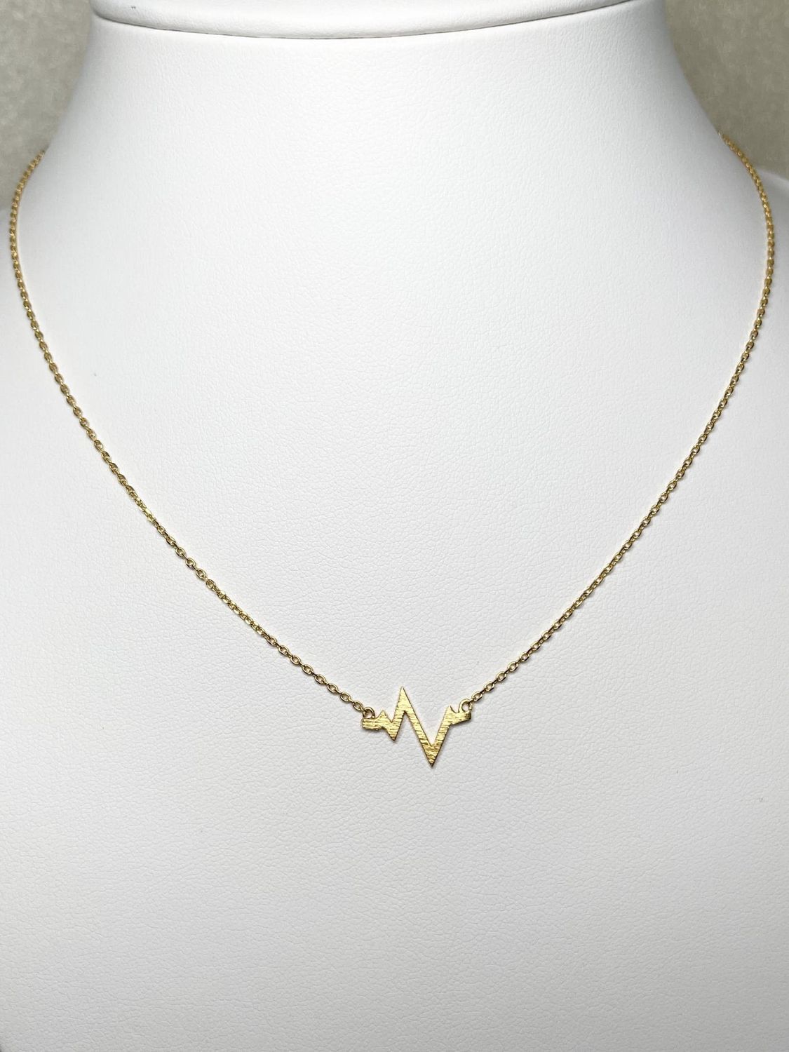 EKG Heartbeat Necklace, Color: Gold