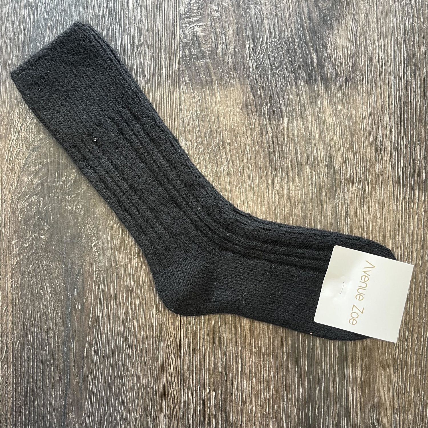Wool Blend Cable Knit Boot Sock, Color: Black