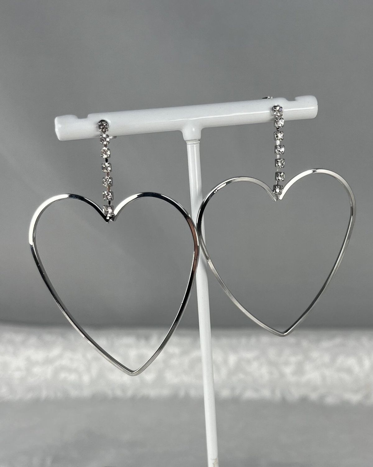 Heart Hoop Earrings, Color: Silver