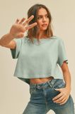 Boxy Crop Tee, Color: Dusty Mint, Size: Small