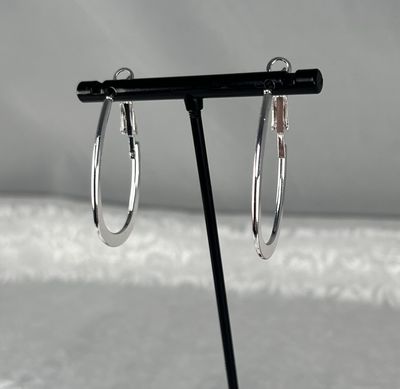 Skinny Oval Hoops, Color: Silver