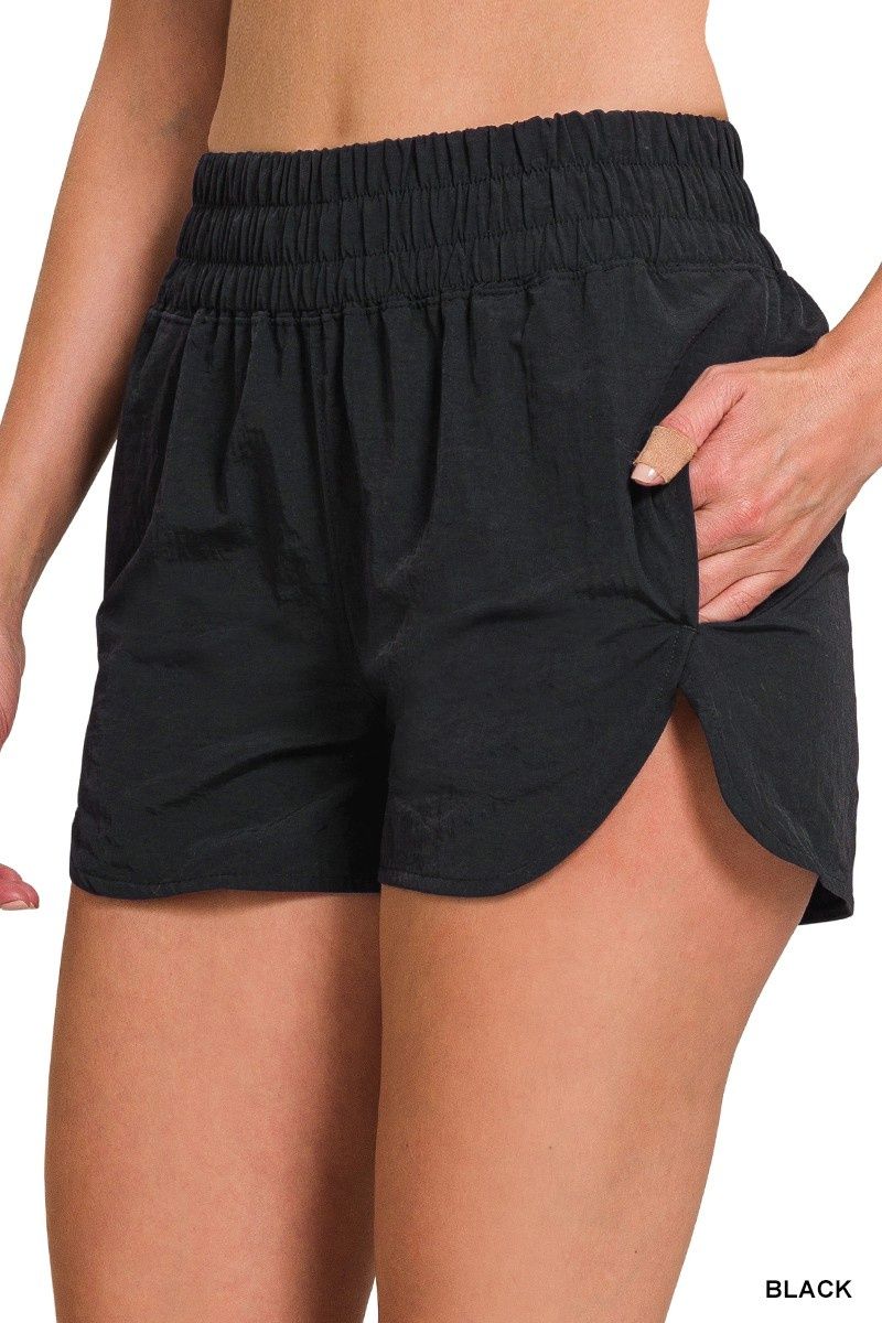 Wind Breaker Running Shorts, Color: Black, Size: Small