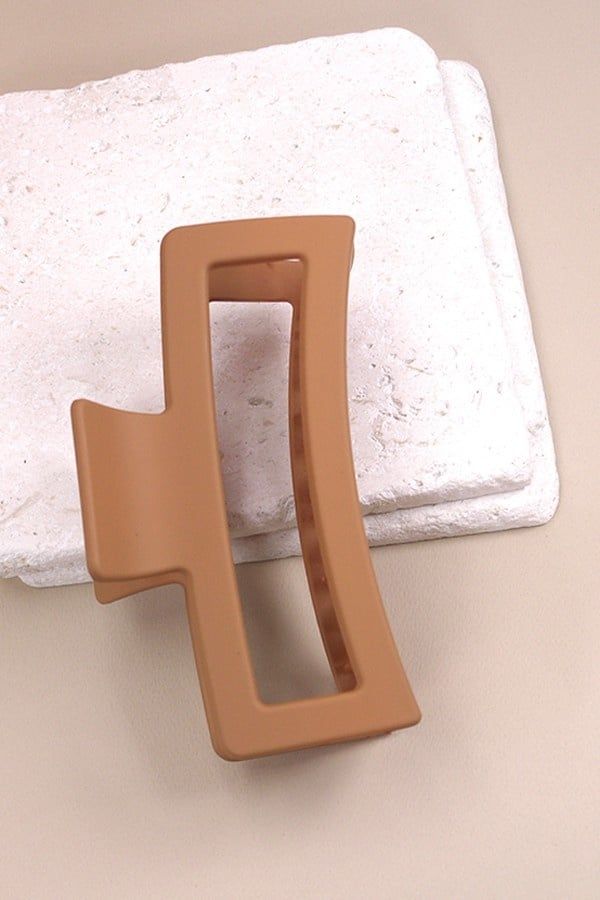 Jumbo Rectangle Claw Clip, Color: Adobe Brown