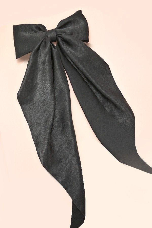 Satin Bow Hair Clips, Color: Black