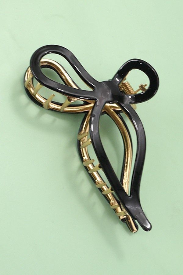 Metal Bow Claw Clips, Color: Black