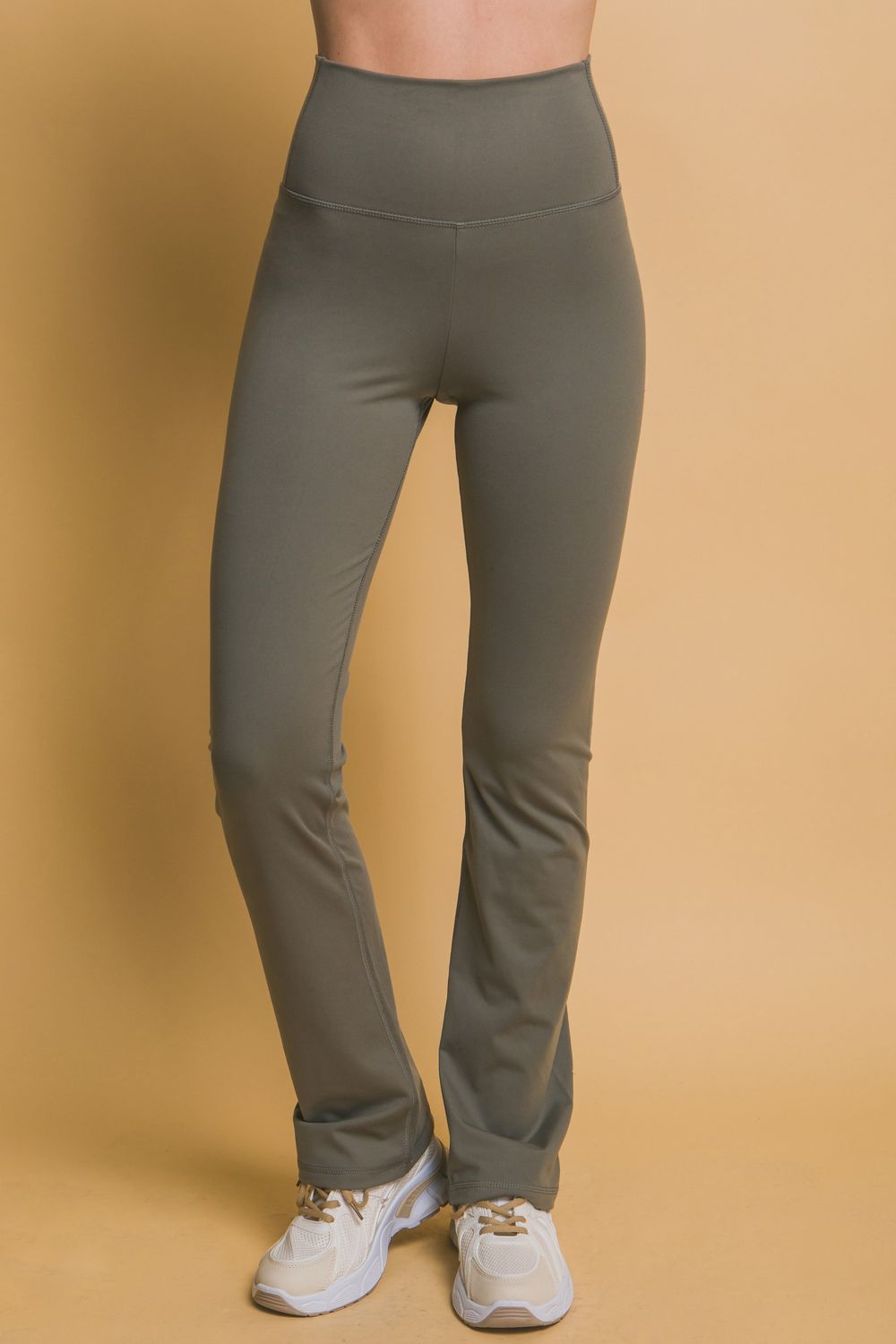 High Waist Flare Leggings - Moss