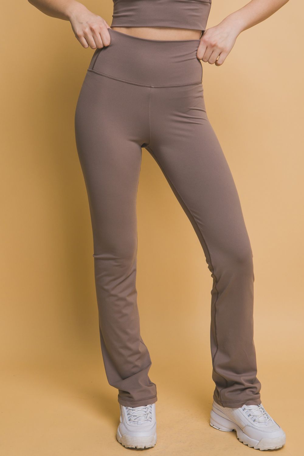 High Waist Flare Leggings - Truffle