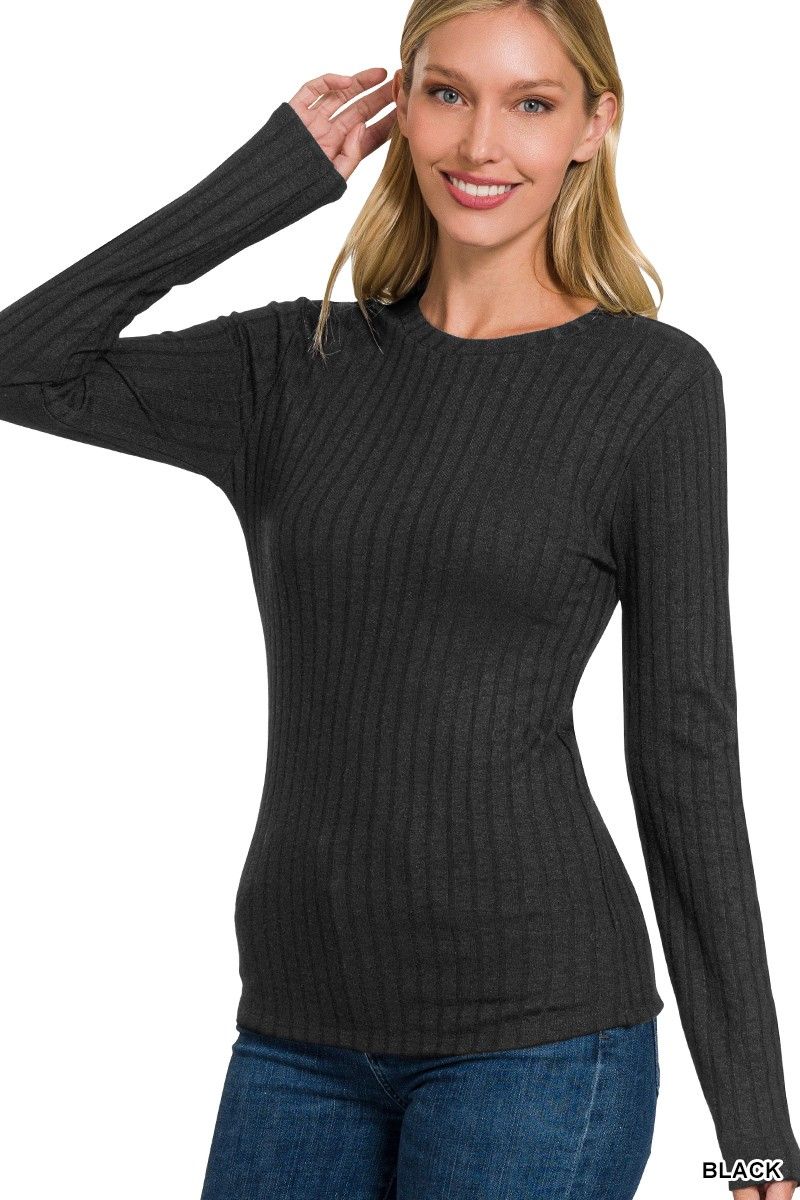 Leslie Ribbed Long Sleeve - Black