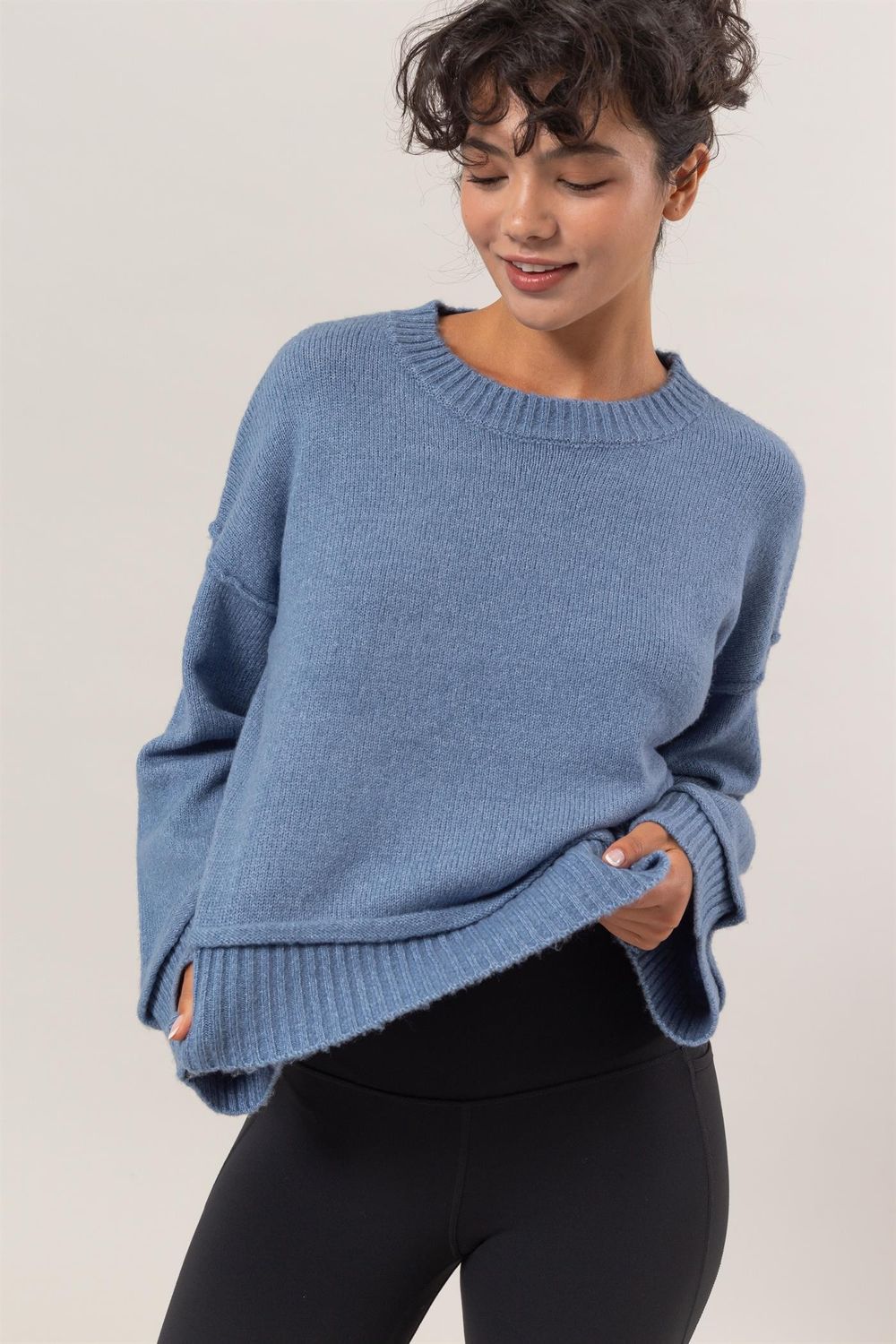 Maria Oversized Sweater - Grey Blue