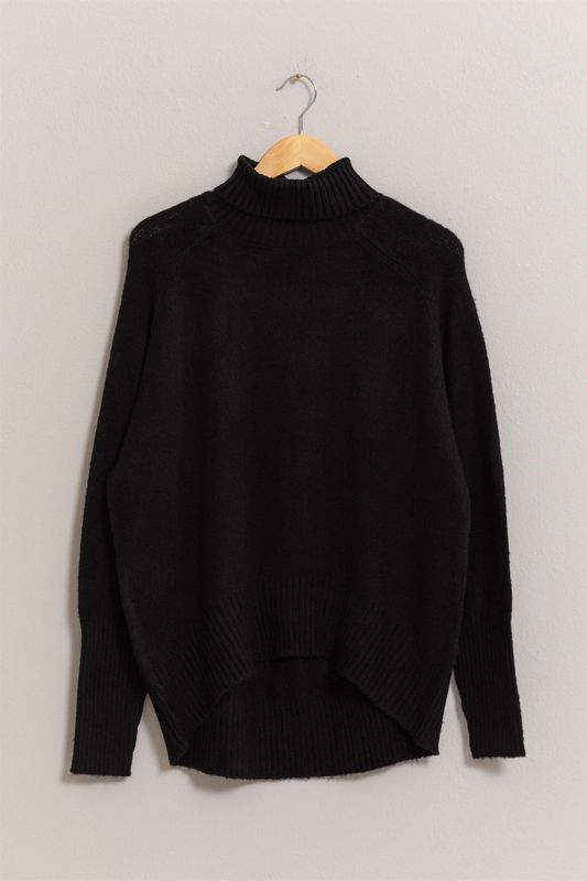 Maggie Oversized Turtleneck - Black