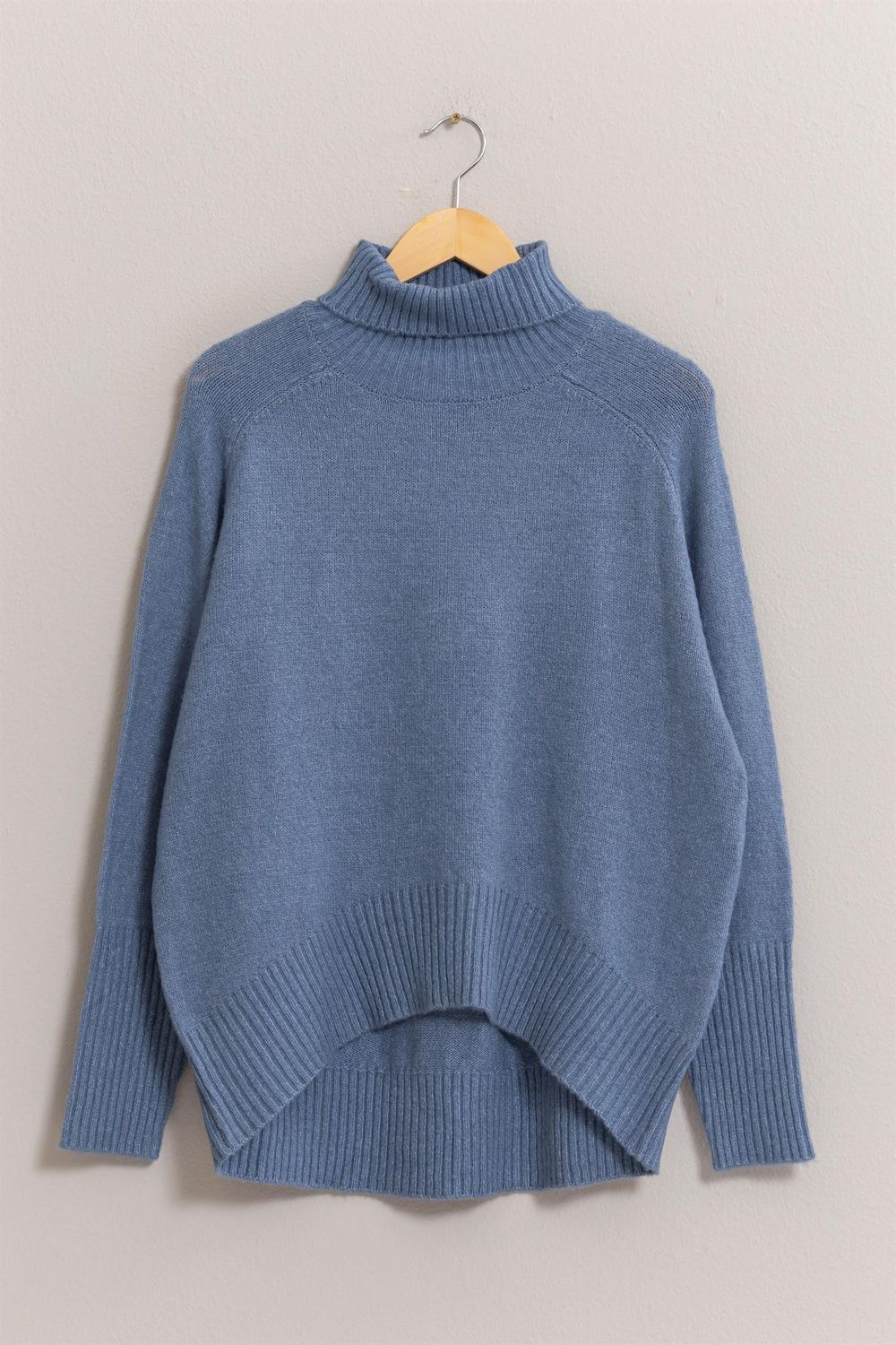 Maggie Oversized Turtleneck - Grey Blue